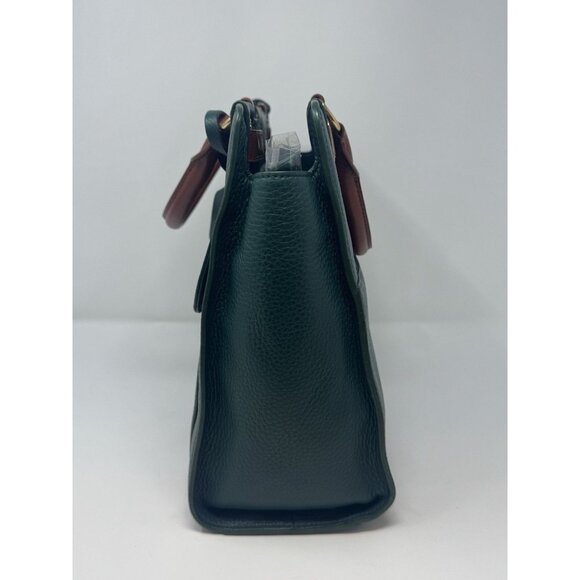 Isaac Mizrahi Emerald Green 100% Leather Handbag & Crossbody Bag - Picture 6 of 16